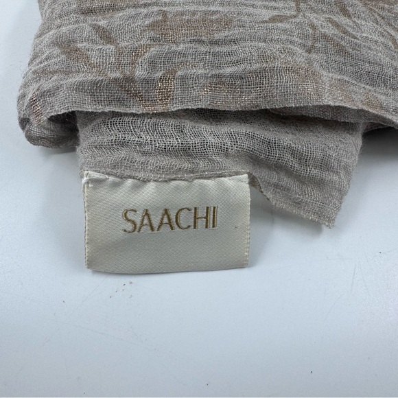 SAACHI Luxury Tan and Gold Textured Scarf with floral print- Beautifully made - Picture 11 of 11